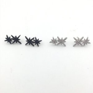 S925 Silver Pin Double M Word Octagon Star Stud Earrings
