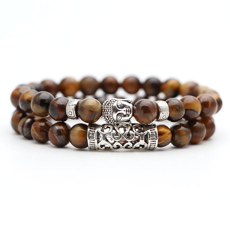 Volcanic stone tiger eye bracelet set - Image 4