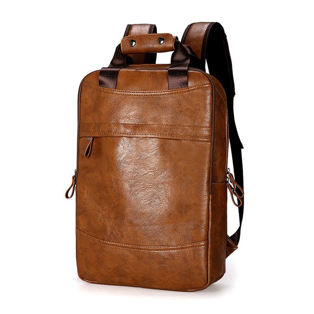Men's leather business simple Backpack - Image 3