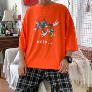 Cartoon printed T-shirt with five sleeves
