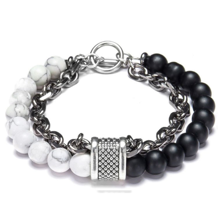 European And American Frosted Map Stone Men's Bracelet - Image 5