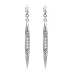 Platinum all-match women's long earrings with zircon