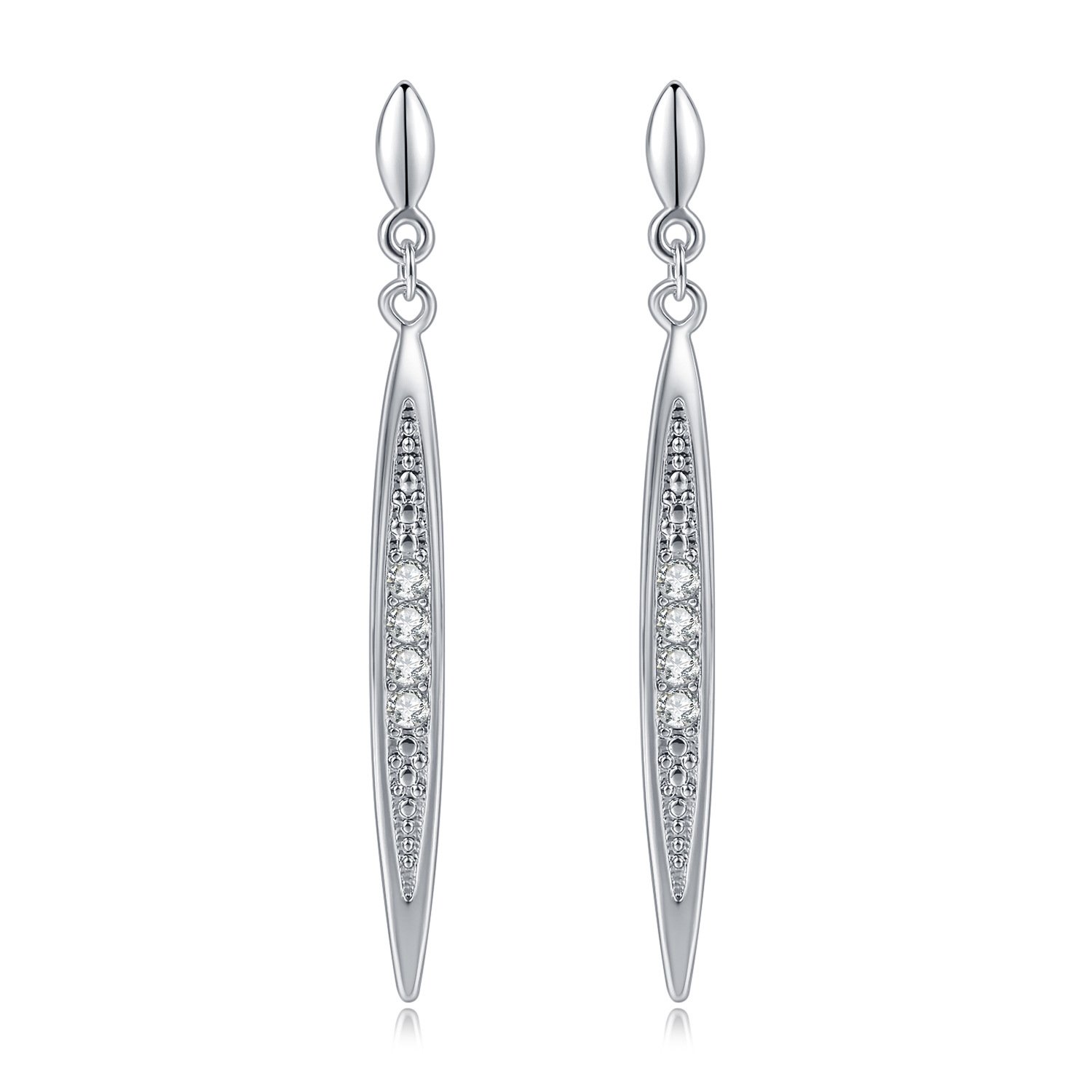 Platinum all-match women's long earrings with zircon