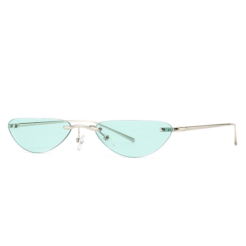 Cat Eye Narrow Sunglasses Modern Retro Temples - Image 2