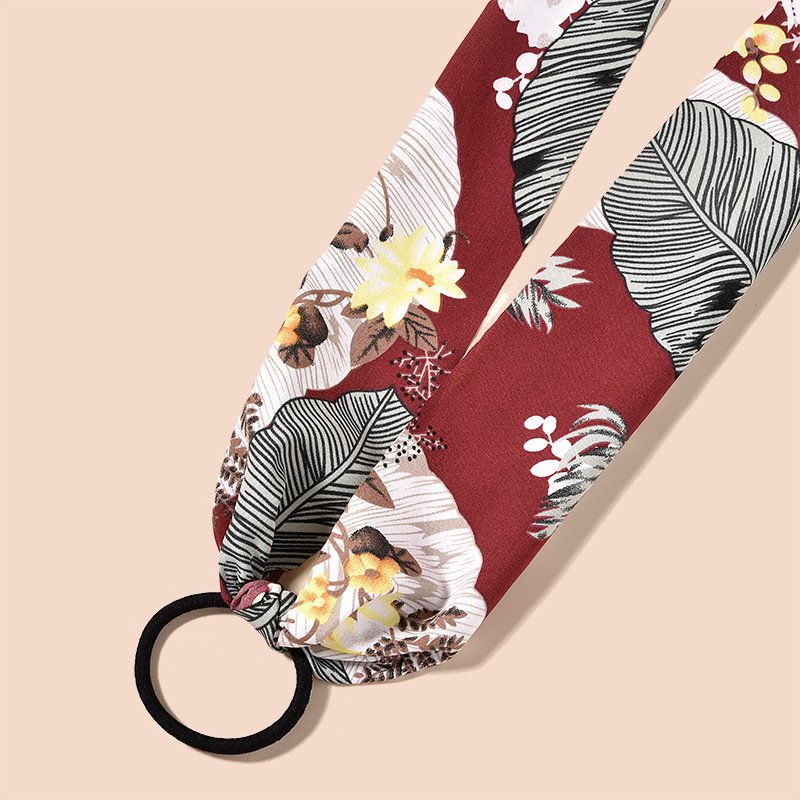 Ribbon silk cloth floral hair rope - Image 2