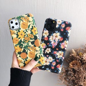 Oil painting flower phone case  ink flower frosted luminous skin feel hard shell