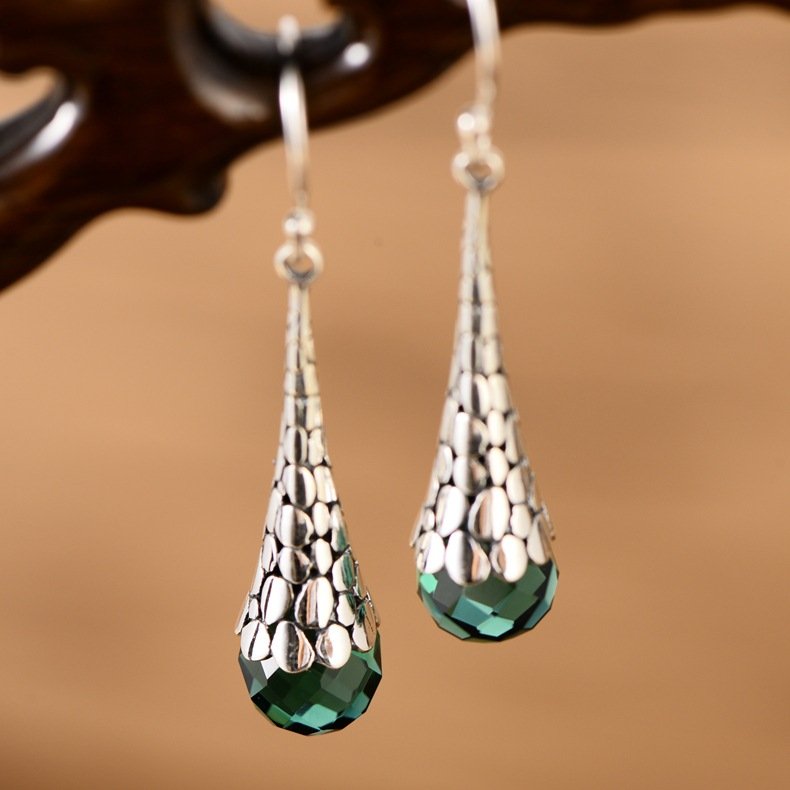 S925 Sterling Silver Drop Earrings With Retro Temperament - Image 5