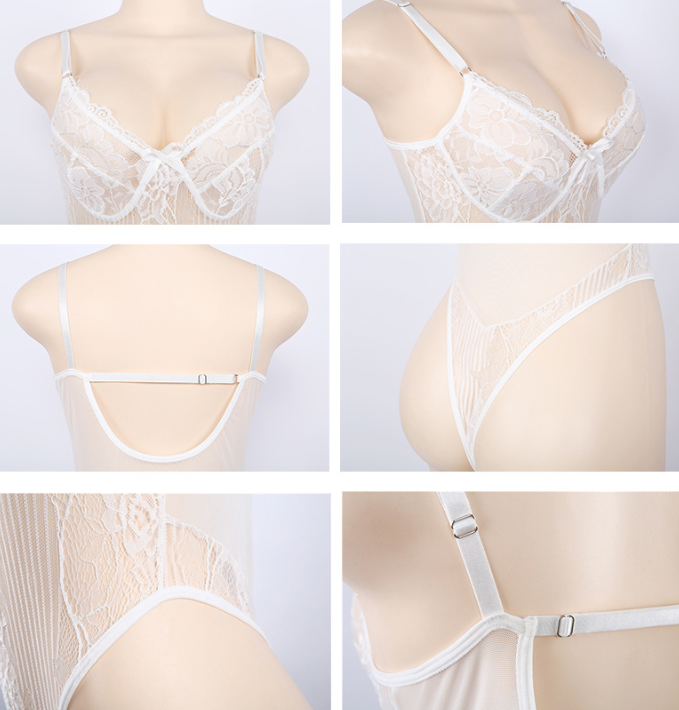 Shoulder strap bow openwork lace jumpsuit - Image 6