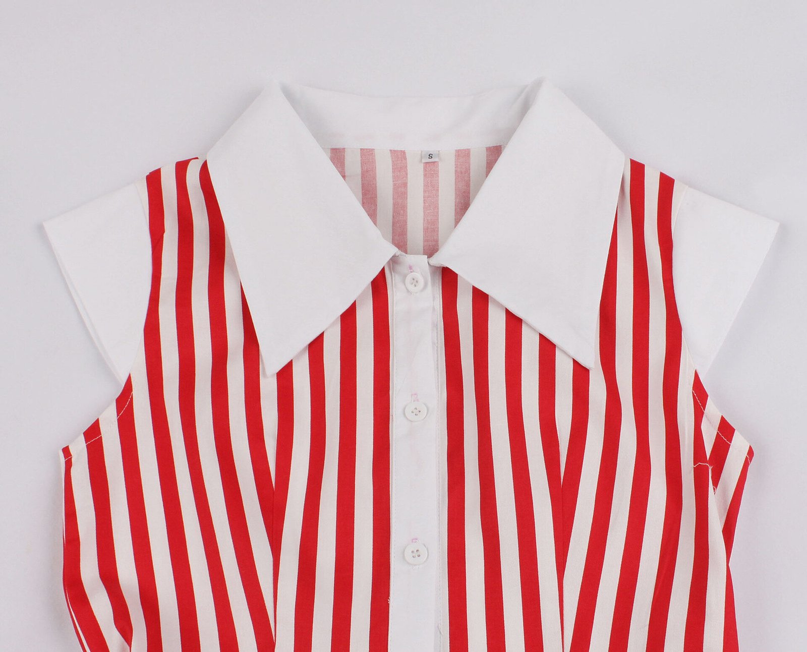 Half sleeve striped dress with lapel - Image 3