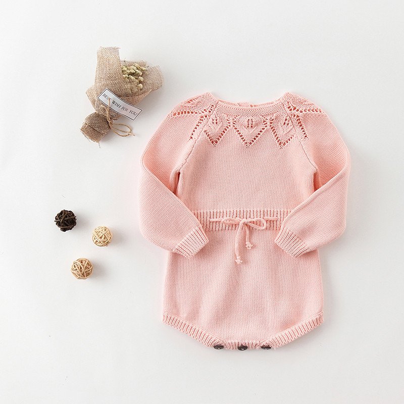 Girls' Leaf Cotton Knit Woolen Jumpsuit Wrapper - Image 2
