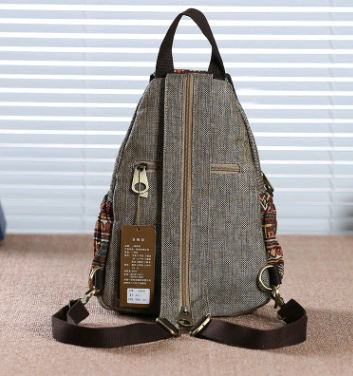 Women's bag shoulder bag canvas retro small backpack China wind small backpack travel backpack - Image 4