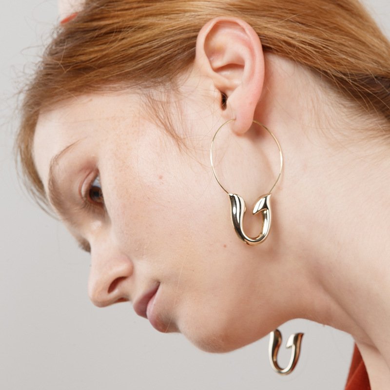 Exaggerated large circle creative pin earrings earrings - Image 3