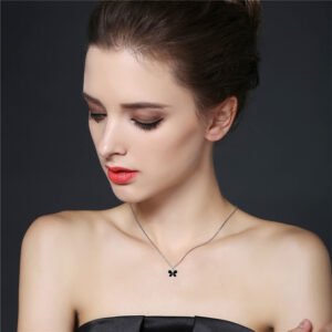 Black AwnS 925 Sterling Silver Necklace Butterfly