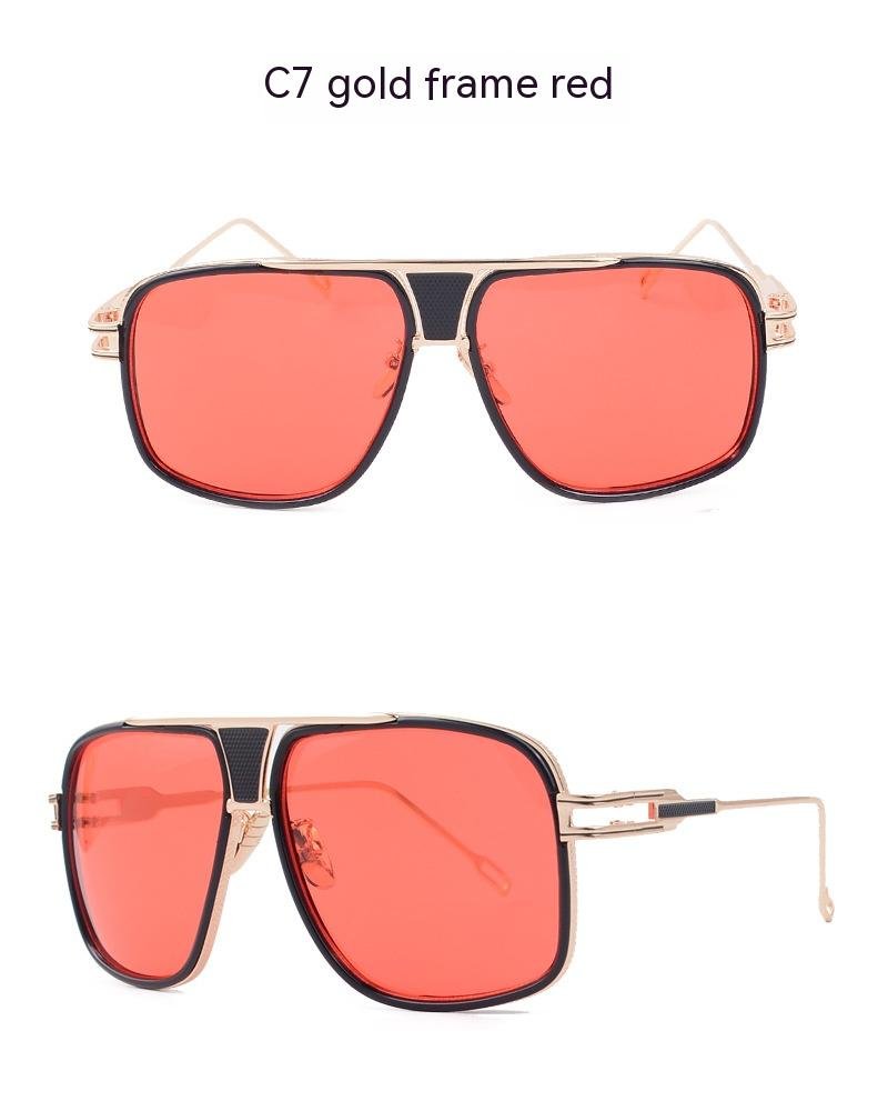 Men's Women's Sunglasses Fashion Vintage With Large Rims Metal Gradient - Image 7