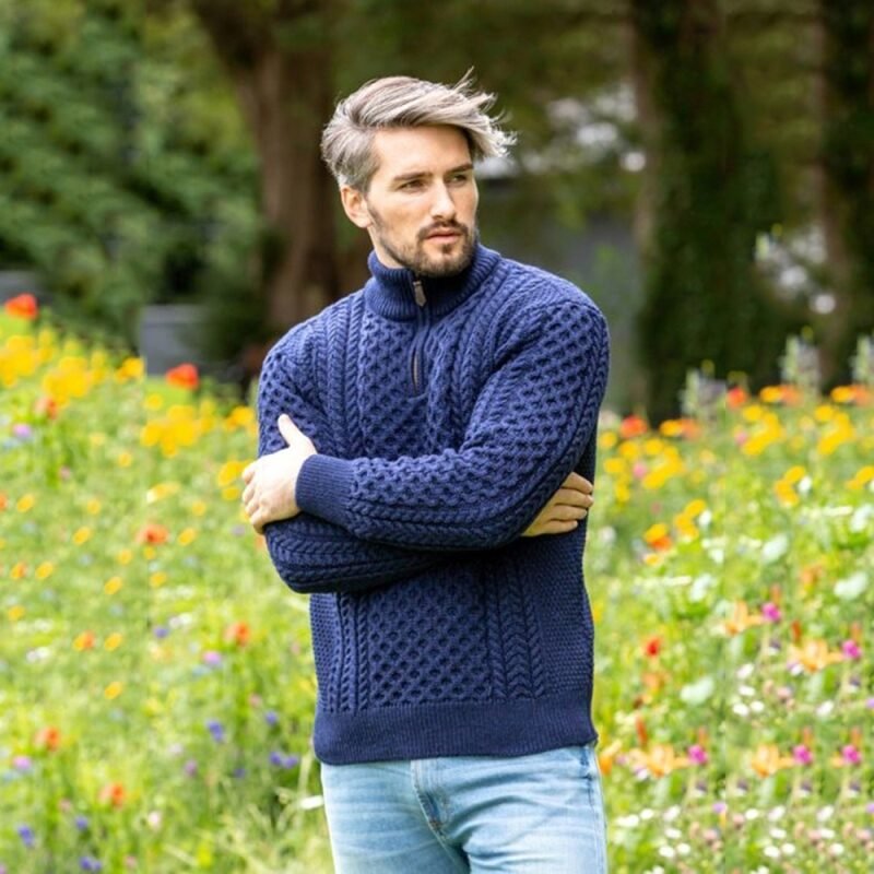 Men's Stand Collar Zip Jacket Sweater - Image 2