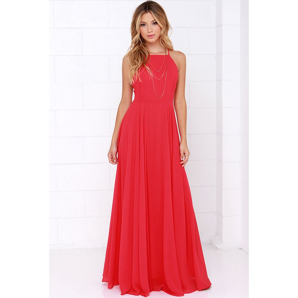 Chiffon big swing sexy backless suspender skirt long dress - Image 13