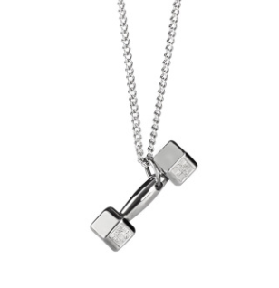 American Tide brand sports fitness weightlifting small dumbbell titanium steel necklace couple pendant European and American jewelry couple necklace - Image 8