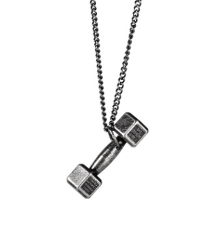 American Tide brand sports fitness weightlifting small dumbbell titanium steel necklace couple pendant European and American jewelry couple necklace - Image 4