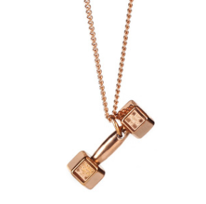 American Tide brand sports fitness weightlifting small dumbbell titanium steel necklace couple pendant European and American jewelry couple necklace - Image 7
