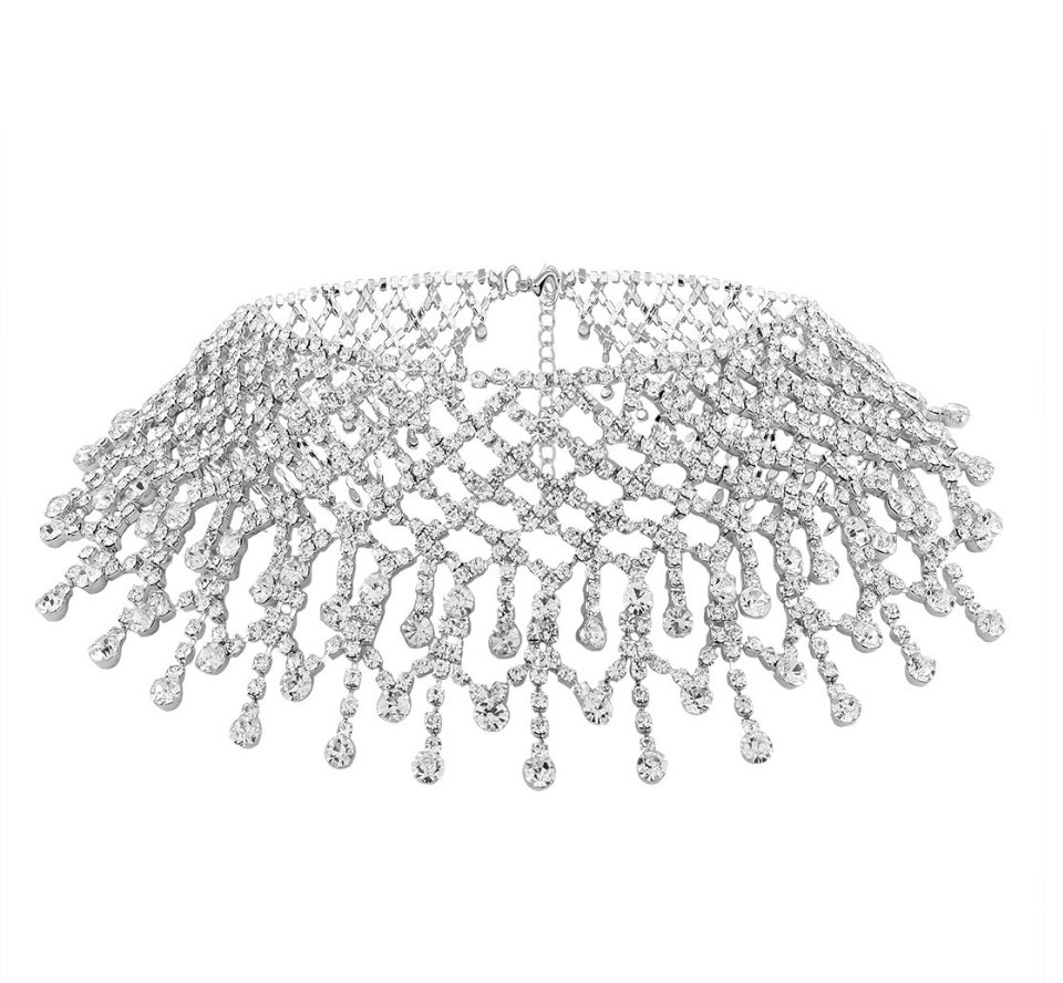 Women Rhinestone Fringed Necklace Chain - Image 6