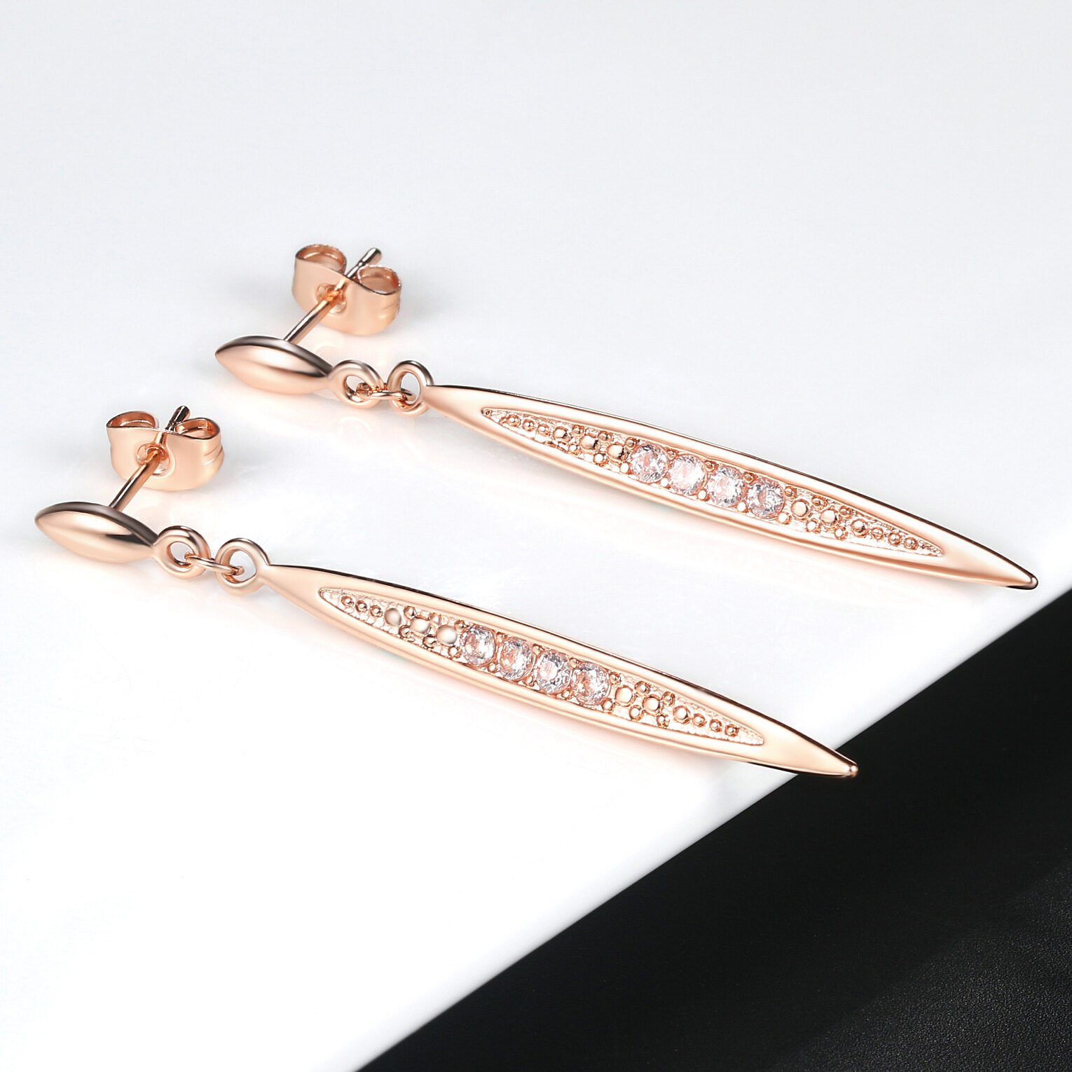 Platinum all-match women's long earrings with zircon - Image 5