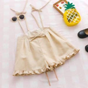 Bow-tied flounces with suspenders