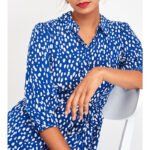 Polka dot print lace-up pocket dress