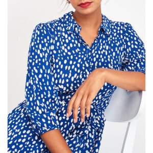 Polka dot print lace-up pocket dress