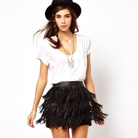 PU Leather Fringe Bag Hip Skirt Skirt - Image 3