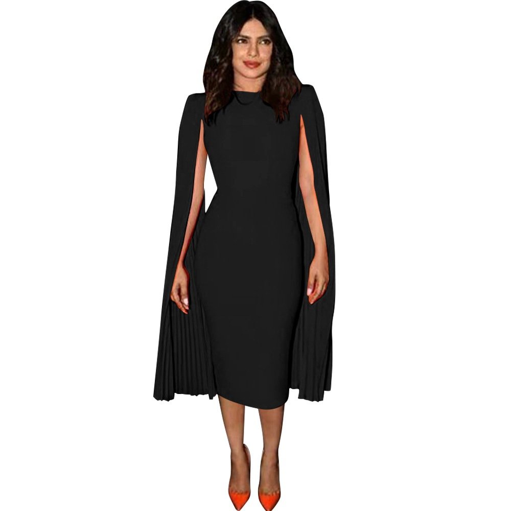 Solid color slim bag hip pencil dress - Image 10