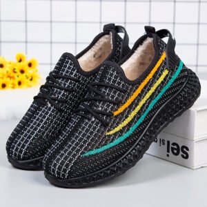 Fall And Winter Breathable Black And White Sneakers Running Mesh