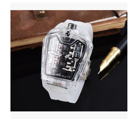 Fashion hollow ghost head silicone belt quartz men's watch imitation mechanical watch - Image 7