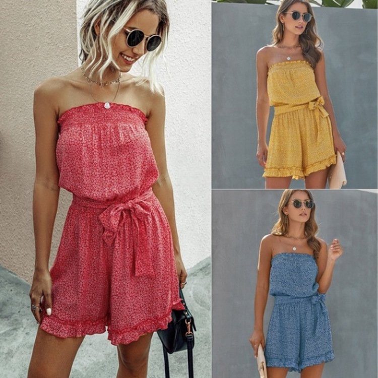Floral color shoulder multi-color belt jumpsuit - Image 2