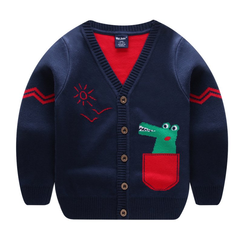 Flying vehicle dinosaur V-neck cartoon sweater - Image 2