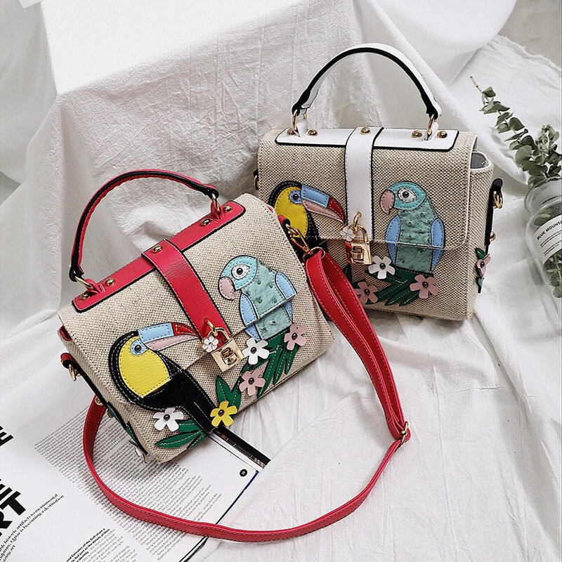 Two color Parrot Bird Decal Single Shoulder Messenger Bag - Image 2