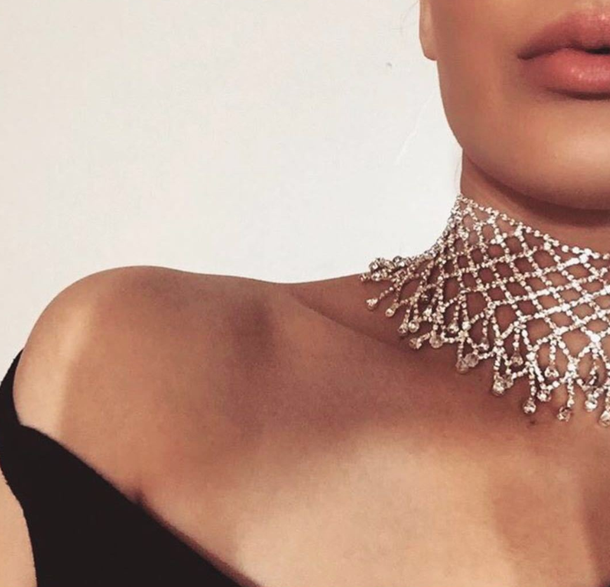 Women Rhinestone Fringed Necklace Chain - Image 2
