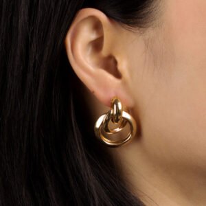 Metal ring staggered earrings