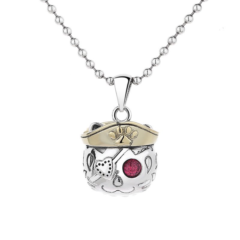 S925 Sterling Silver Vintage Pink Zircon One-eyed Pirate Pendant - Image 8