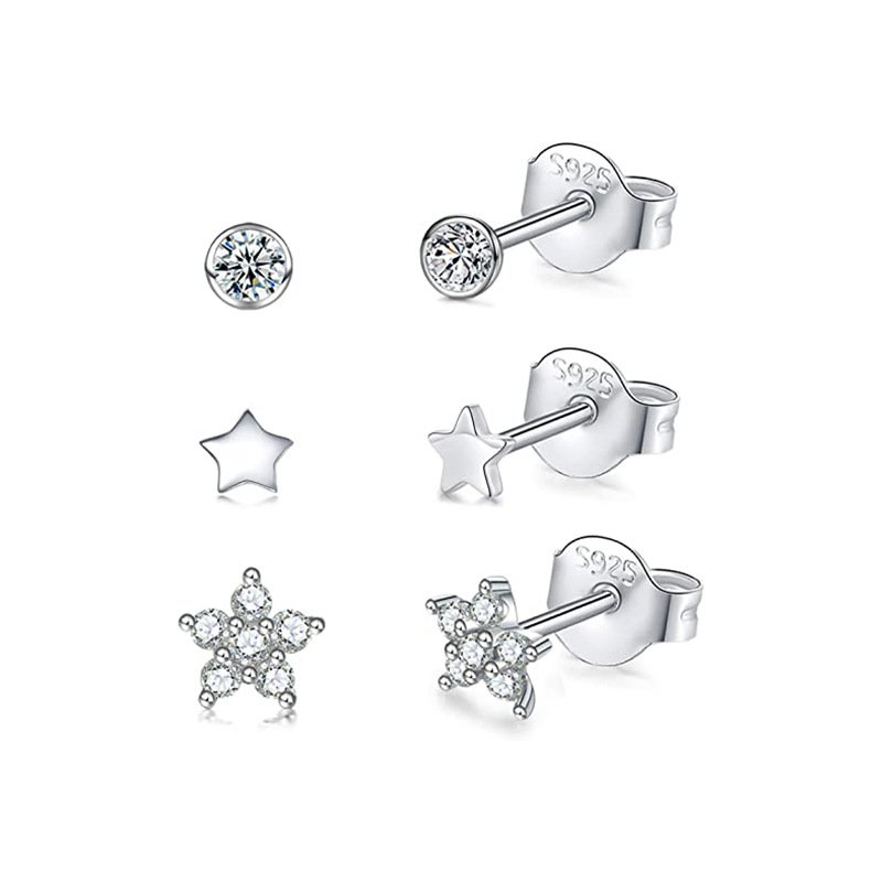Fashion Pentagram Diamond Stud Earrings - Image 3