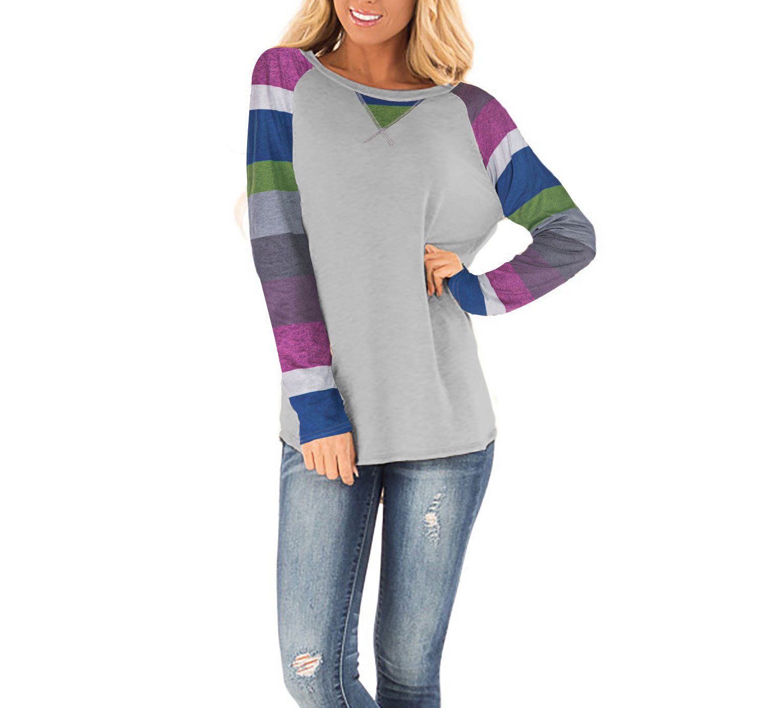 Raglan sleeve t-shirt striped long sleeves - Image 3
