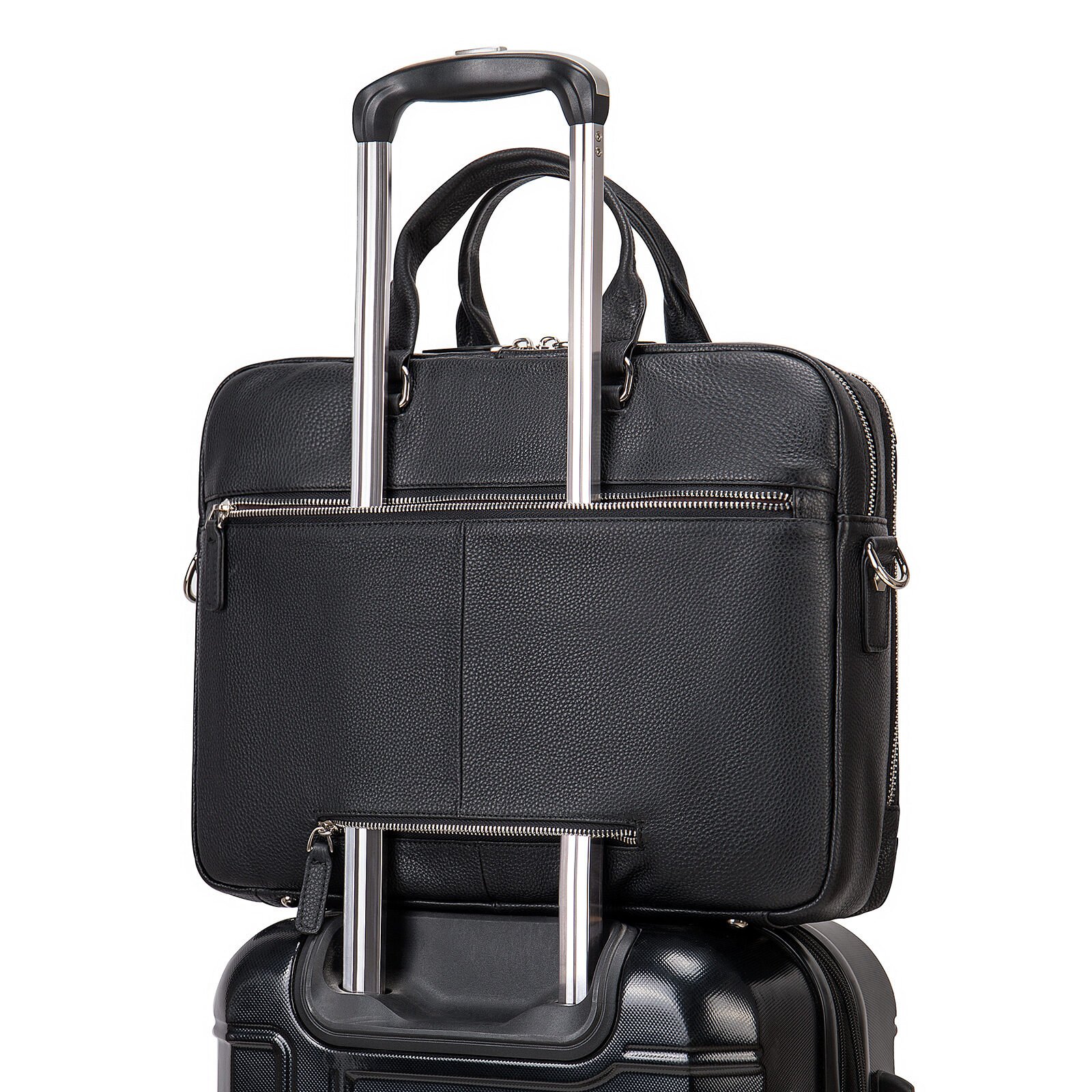 MVA Briefcase, Leather Men's Business Handbag, First Layer Leather Laptop Business Bag, Spot Wholesale - Image 4