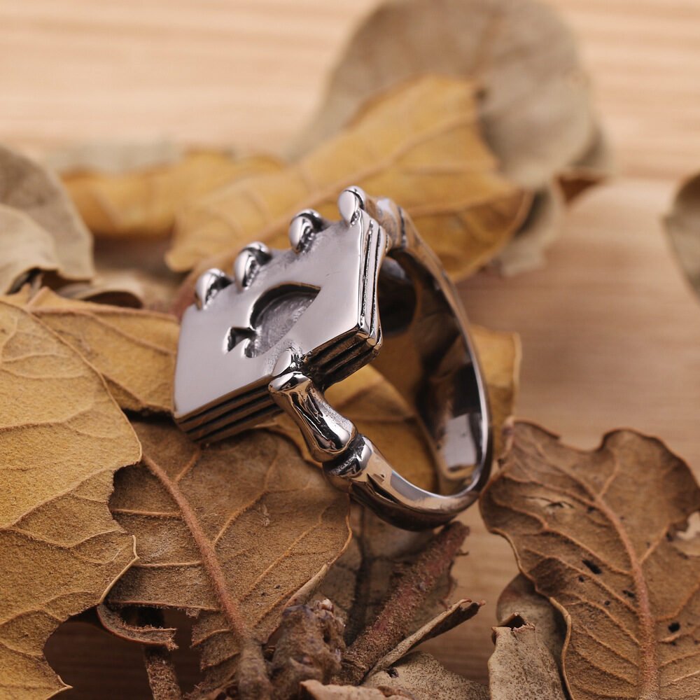 Men'S Titanium Steel Ring Trendy Male Domineering Steel Ring Spades A Poker Ring - Image 3
