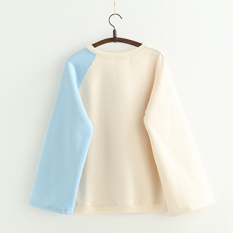 Japanese cartoon rabbit embroidery pullover and velvet sweater - Image 3