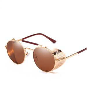 European And American New Style Steampunk Personality Windshield Round Retro Color Film Reflective Sunglasses