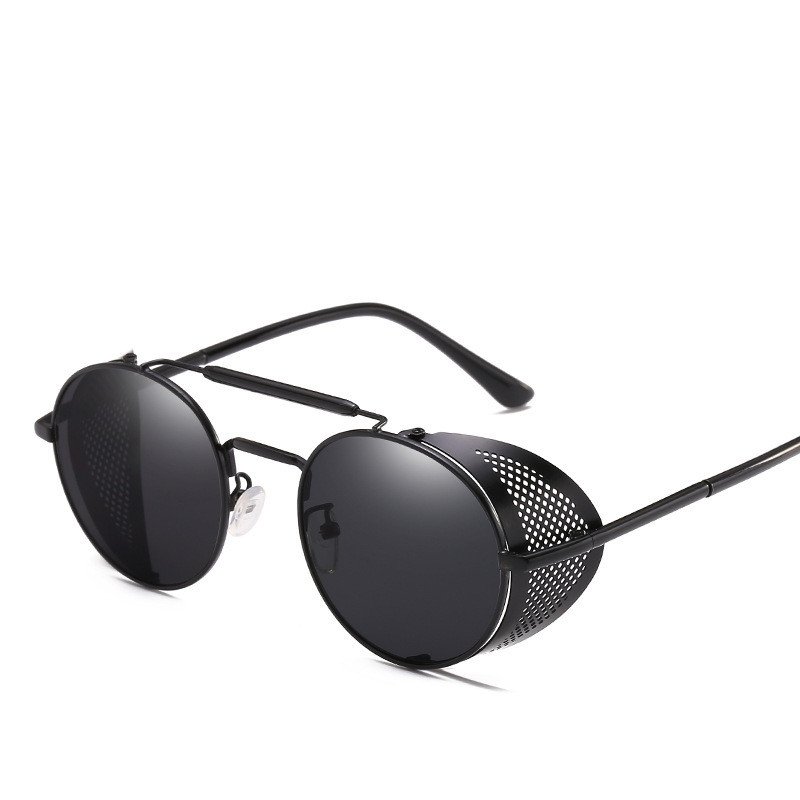 European And American New Style Steampunk Personality Windshield Round Retro Color Film Reflective Sunglasses - Image 3