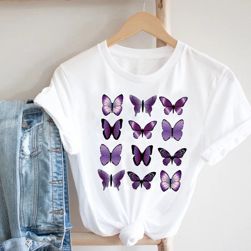 Women'S Short Sleeve T-Shirt With Butterfly Print - Image 6