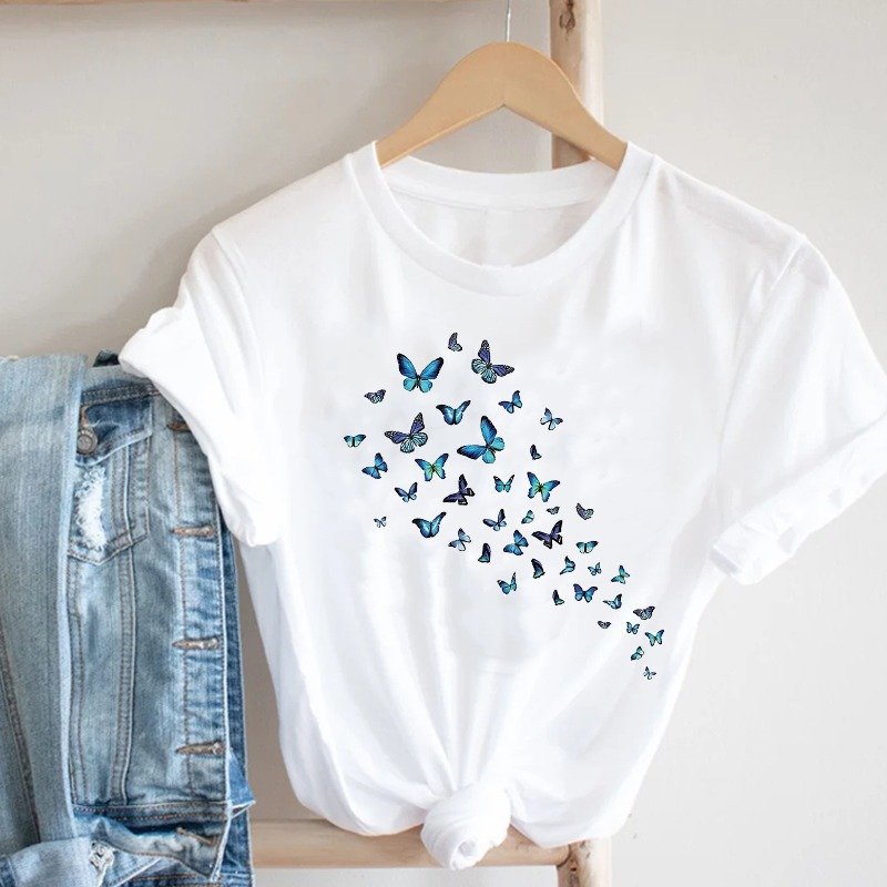 Women'S Short Sleeve T-Shirt With Butterfly Print - Image 5