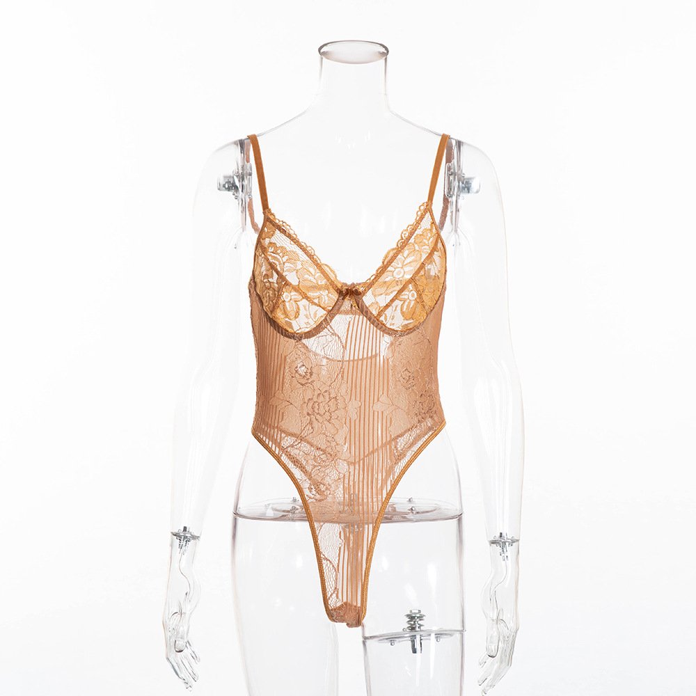 Shoulder strap bow openwork lace jumpsuit - Image 14