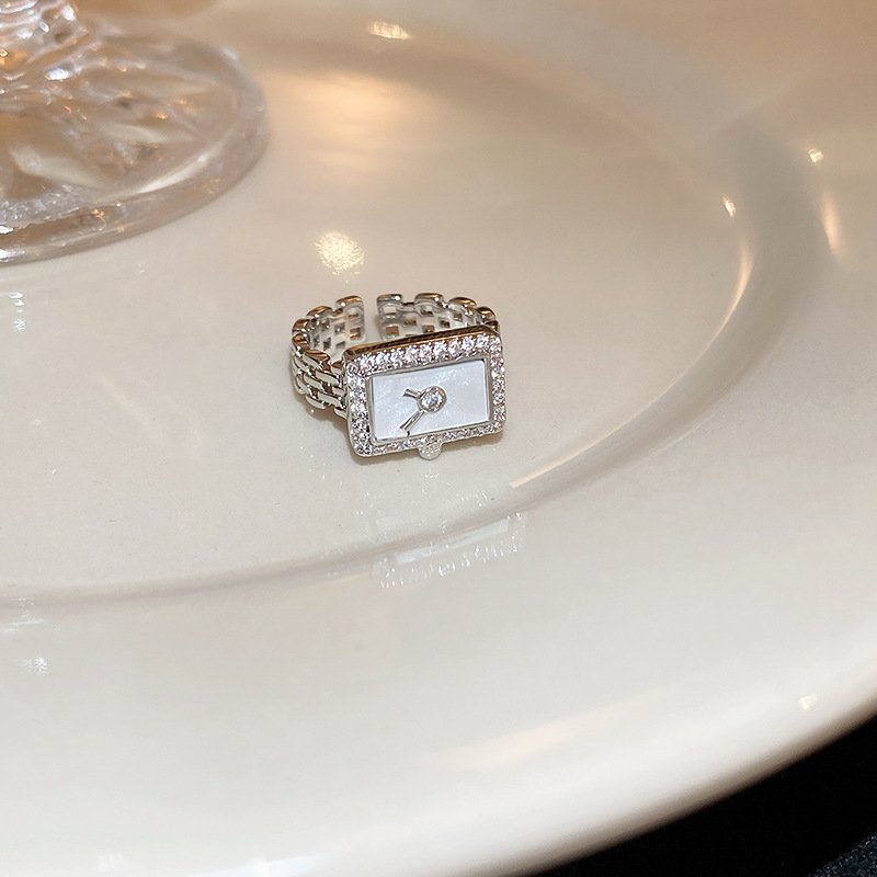 Niche High-end Minimalist Zircon Geometric Open Ring - Image 5