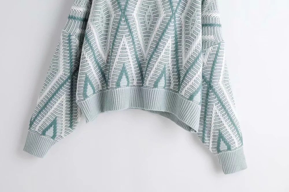 Contrast color lazy pullover sweater - Image 2